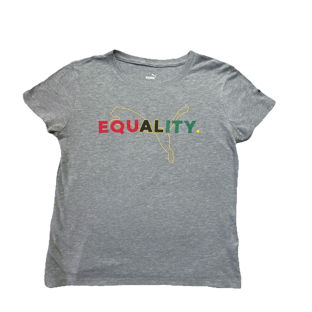 PUMA Equality Gray Graphic Print‎ Crew Neck Short Sleeve Women's T-Shirt Size S